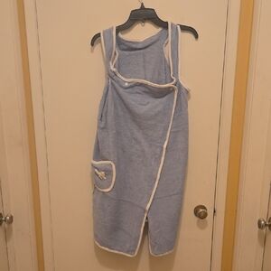 Light Blue Terry Cloth Wrap with Pocket, NWT.